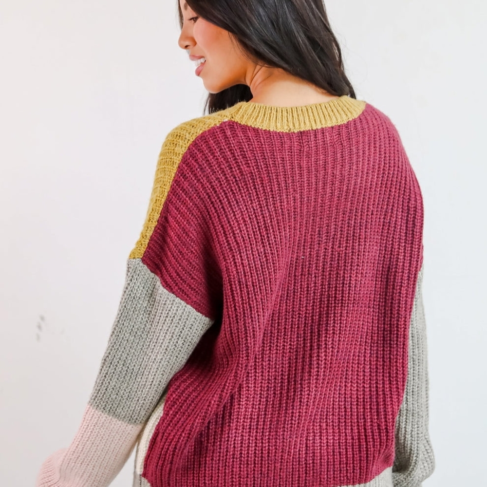 Multicolor Patchwork Knit Sweater - Picture 7 of 9